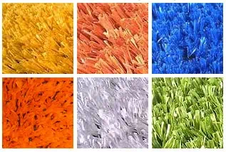 Voorbeeld van kunstgras in verschillende kleuren